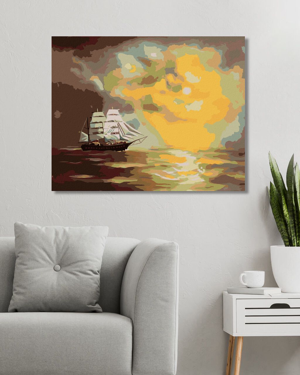 zuty Malování podle čísel - PLACHETNICE A SLUNCE V MRACÍCH (D. RUSTY RUST) - Rozměr: 40x50 cm, Rámování: Varianta: bez rámu a bez vypnutí plátna - obrázek 5