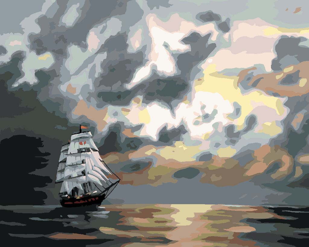 zuty Malování podle čísel - PLACHETNICE PO SETMĚNÍ (D. RUSTY RUST) - Rozměr: 40x50 cm, Rámování: Varianta: vypnuté plátno na rám - obrázek 4