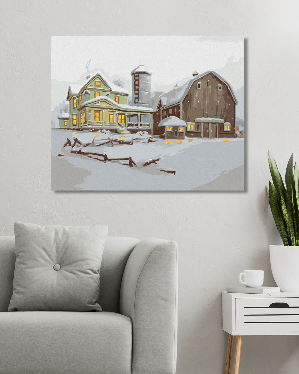 zuty Malování podle čísel - DŮM SE STODOLOU V ZIMĚ (D. RUSTY RUST) - Rozměr: 40x50 cm, Rámování: Varianta: vypnuté plátno na rám - obrázek 4