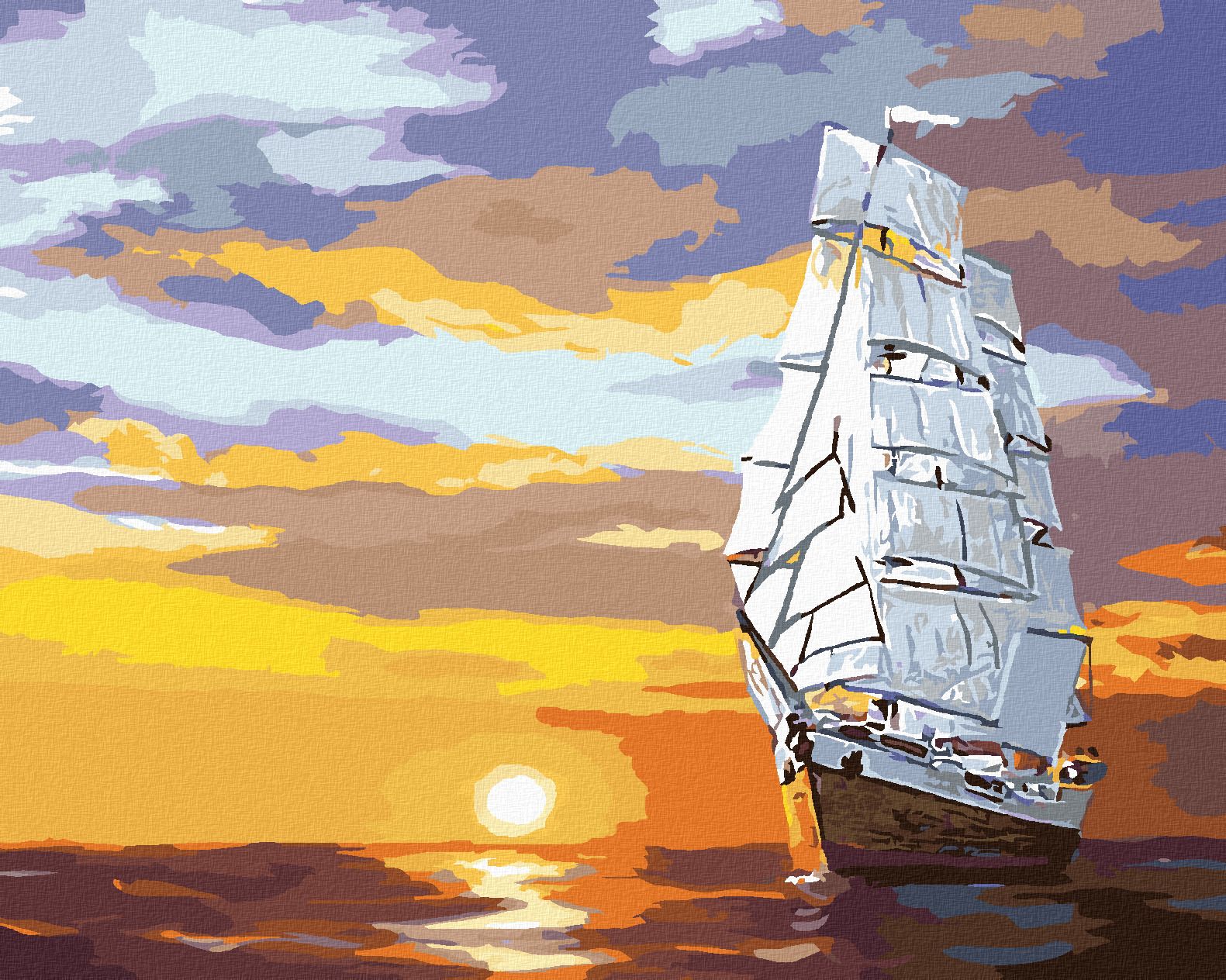 zuty Malování podle čísel - ZÁPAD SLUNCE A PLACHETNICE NA MOŘI (D. RUSTY RUST) - Rozměr: 40x50 cm, Rámování: Varianta: bez rámu a bez vypnutí plátna - obrázek 1