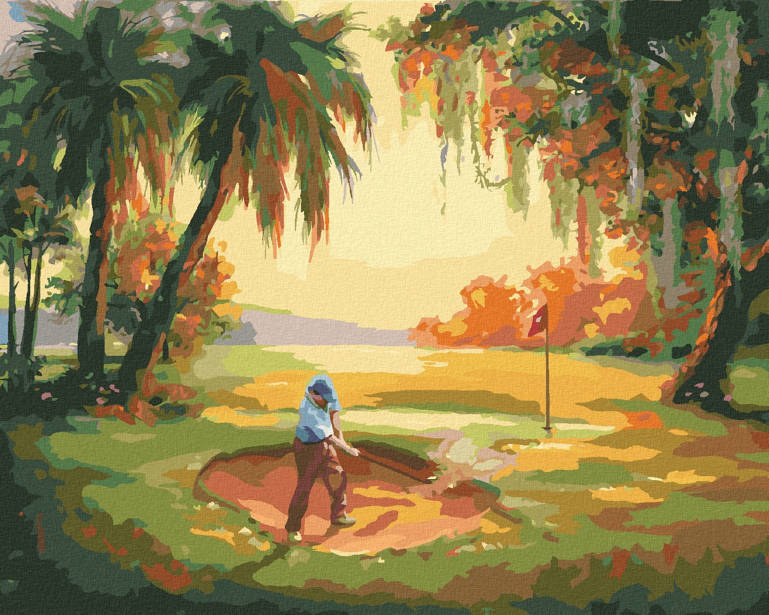 zuty Malování podle čísel - GOLFISTA PATUJÍCÍ Z BUNKERU (D. RUSTY RUST) - Rozměr: 40x50 cm, Rámování: Varianta: vypnuté plátno na rám - obrázek 1