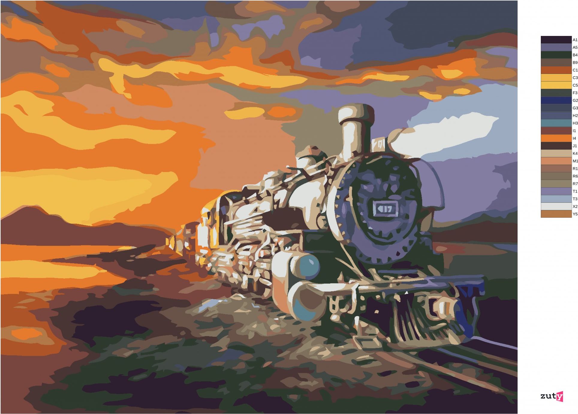 zuty Malování podle čísel - VLAK ZA SOUMRAKU (D. RUSTY RUST) - Rozměr: 40x50 cm, Rámování: Varianta: vypnuté plátno na rám - obrázek 4