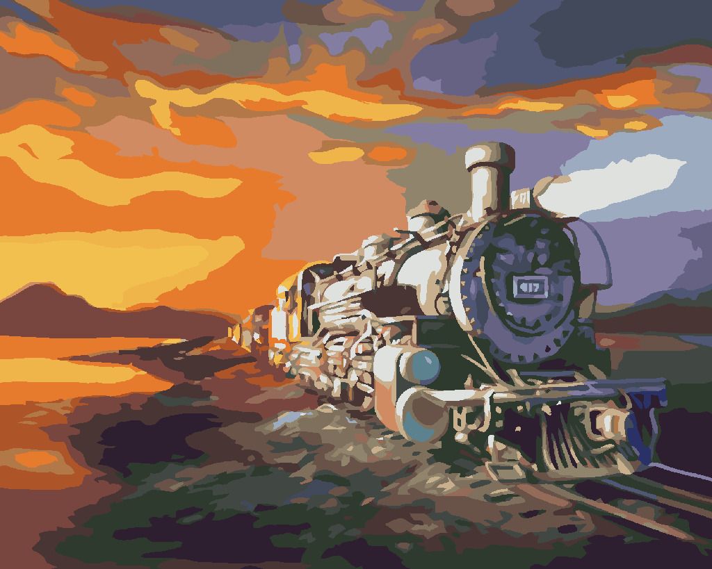 zuty Malování podle čísel - VLAK ZA SOUMRAKU (D. RUSTY RUST) - Rozměr: 40x50 cm, Rámování: Varianta: vypnuté plátno na rám - obrázek 6