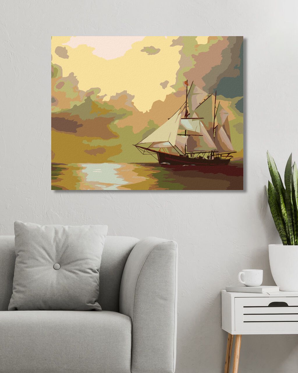 zuty Malování podle čísel - PLACHETNICE A SLUNCE (D. RUSTY RUST) - Rozměr: 40x50 cm, Rámování: Varianta: bez rámu a bez vypnutí plátna - obrázek 3