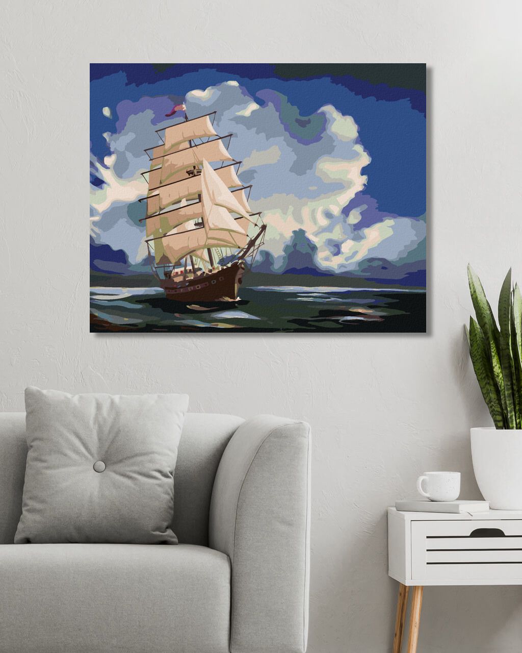 zuty Malování podle čísel - PLUJÍCÍ LOĎ NA MOŘI (D. RUSTY RUST) - Rozměr: 40x50 cm, Rámování: Varianta: bez rámu a bez vypnutí plátna - obrázek 3
