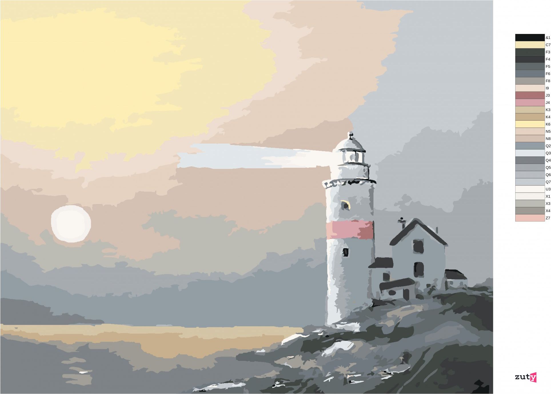 zuty Malování podle čísel - MAJÁK A SLUNCE V MLZE (D. RUSTY RUST) - Rozměr: 40x50 cm, Rámování: Varianta: vypnuté plátno na rám - obrázek 8
