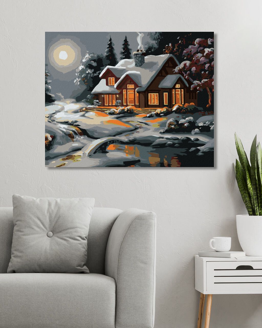 zuty Malování podle čísel - ZASNĚŽENÝ DŮM PO SOUMRAKU (D. RUSTY RUST) - Rozměr: 40x50 cm, Rámování: Varianta: vypnuté plátno na rám - obrázek 2