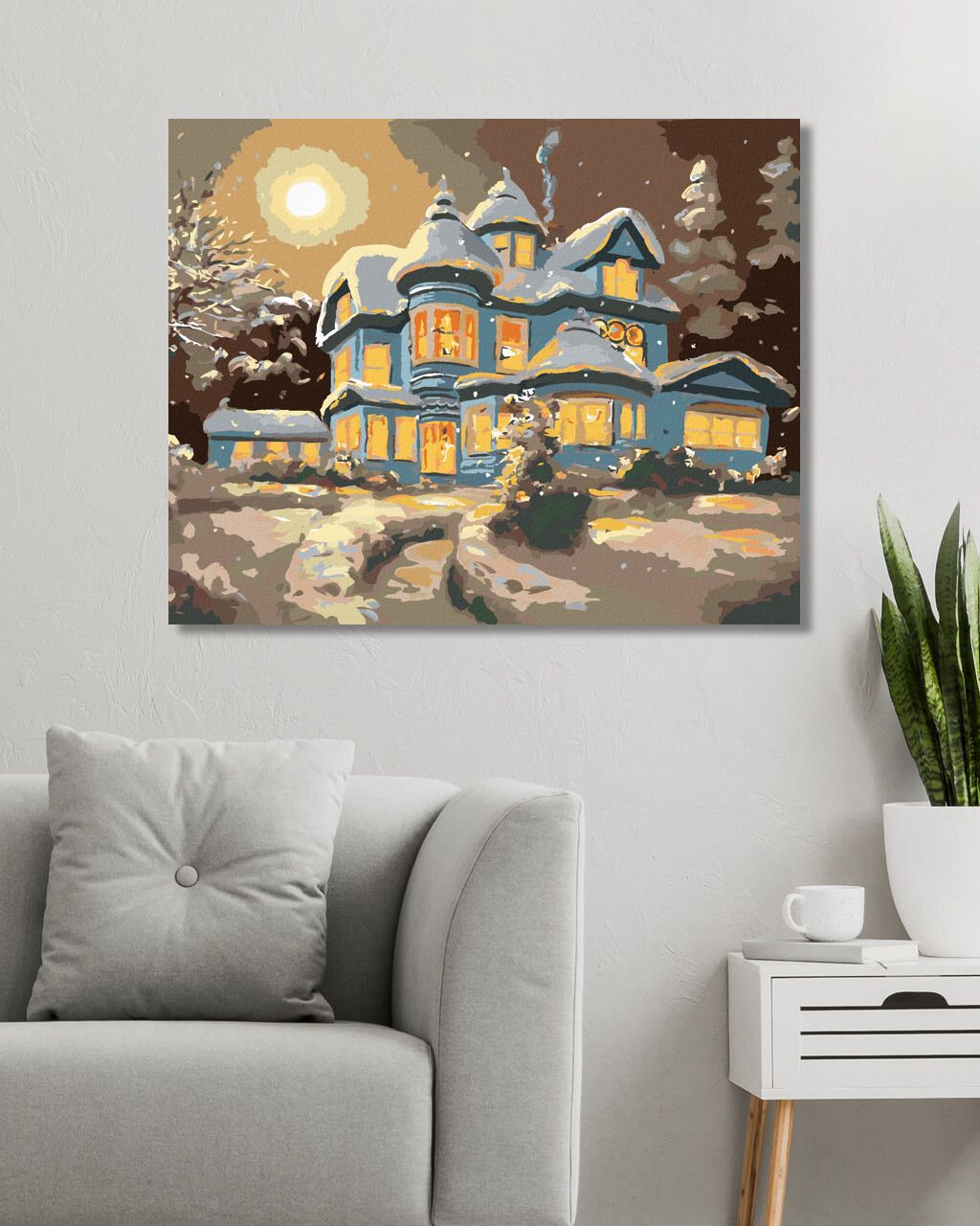 zuty Malování podle čísel - ZASNĚŽENÝ MODRÝ DŮM (D. RUSTY RUST) - Rozměr: 40x50 cm, Rámování: Varianta: vypnuté plátno na rám - obrázek 4