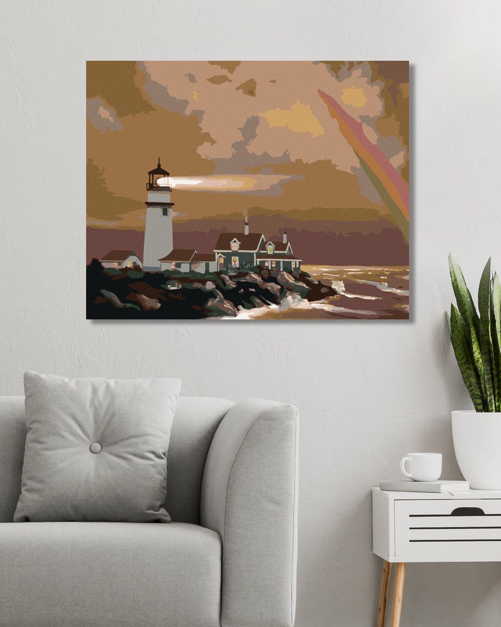 zuty Malování podle čísel - MAJÁK NA VÝBĚŽKU NA HNĚDÉM POZADÍ (D. RUSTY RUST) - Rozměr: 40x50 cm, Rámování: Varianta: bez rámu a bez vypnutí plátna - obrázek 5