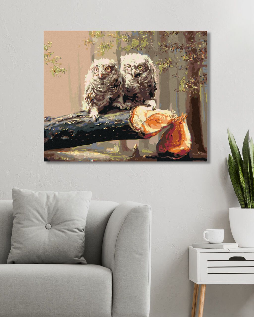 zuty Malování podle čísel - MLÁĎATA SOVY NA POKÁCENÉM STROMĚ (D. RUSTY RUST) - Rozměr: 40x50 cm, Rámování: Varianta: vypnuté plátno na rám - obrázek 8