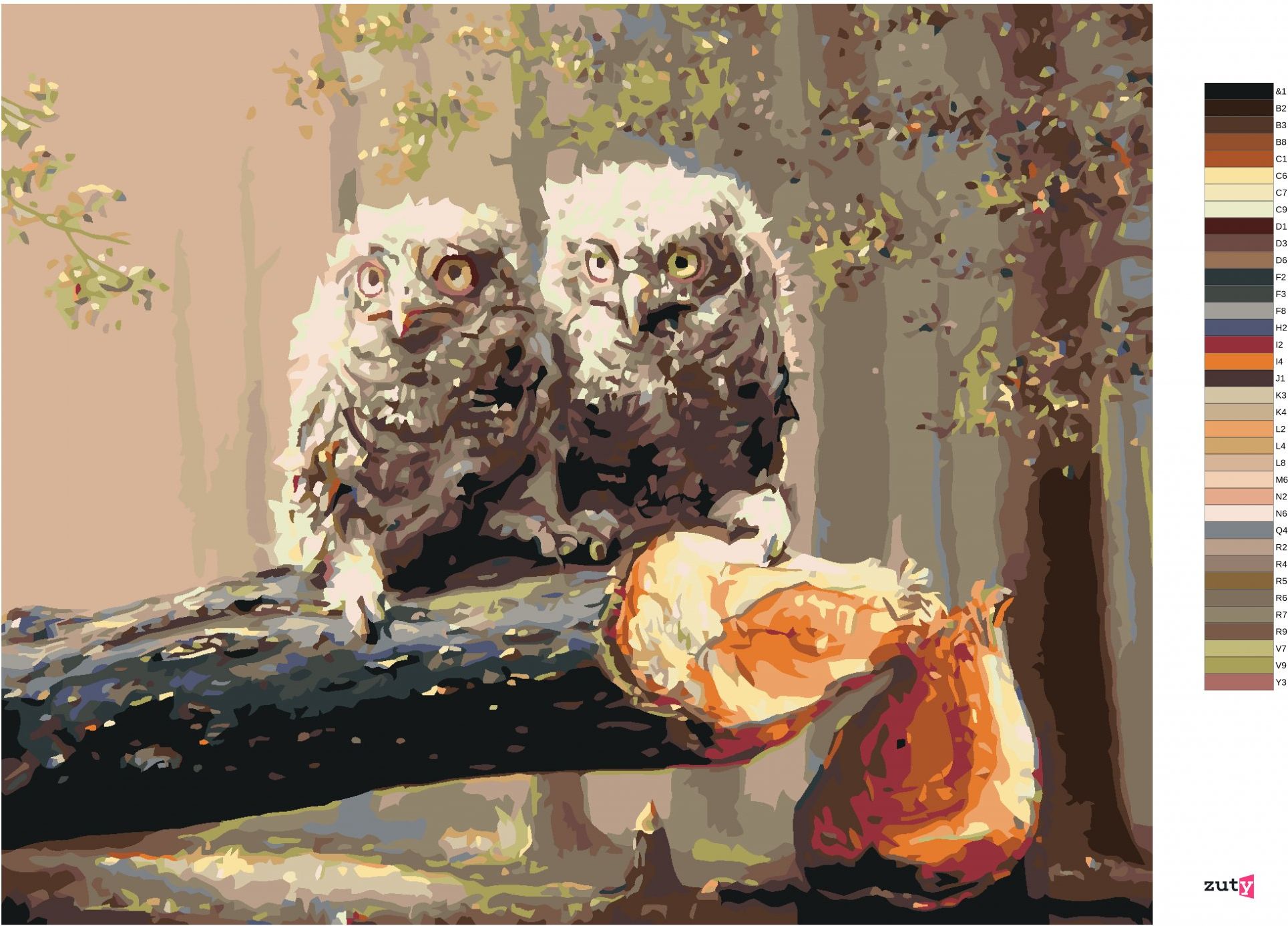 zuty Malování podle čísel - MLÁĎATA SOVY NA POKÁCENÉM STROMĚ (D. RUSTY RUST) - Rozměr: 40x50 cm, Rámování: Varianta: vypnuté plátno na rám - obrázek 10