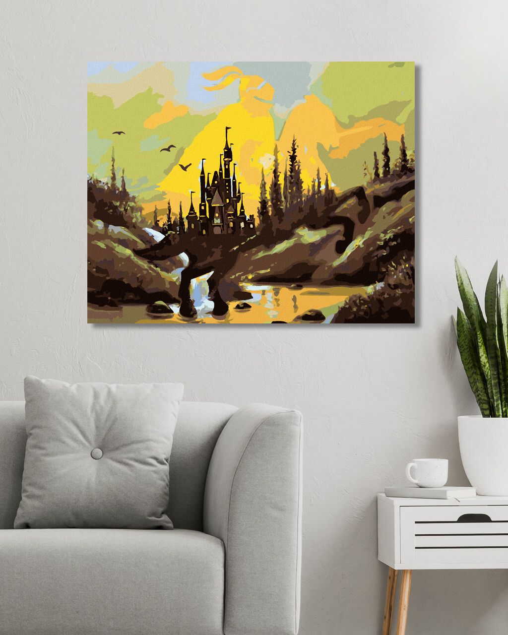 zuty Malování podle čísel - RYTÍŘ NA KONI, HRAD A ZÁPAD SLUNCE (D. RUSTY RUST) - Rozměr: 40x50 cm, Rámování: Varianta: vypnuté plátno na rám - obrázek 7