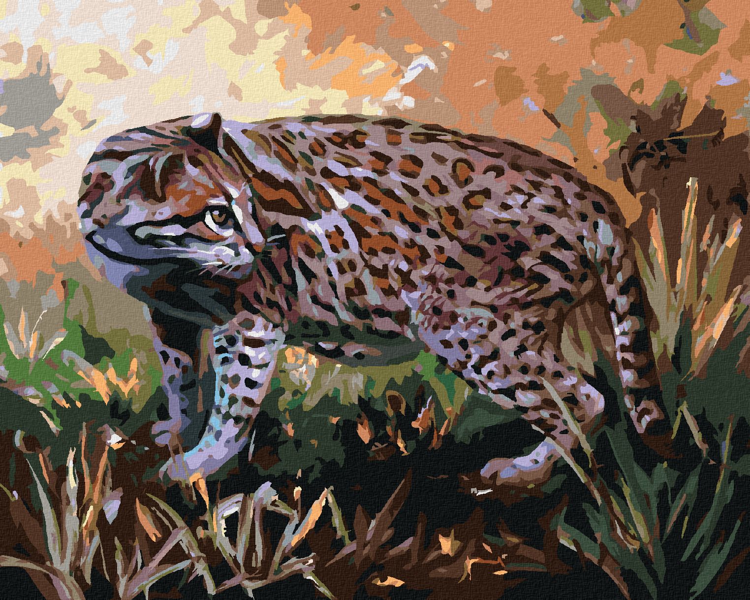 zuty Malování podle čísel - OCELOT V TRÁVĚ (D. RUSTY RUST) - Rozměr: 40x50 cm, Rámování: Varianta: vypnuté plátno na rám - obrázek 1