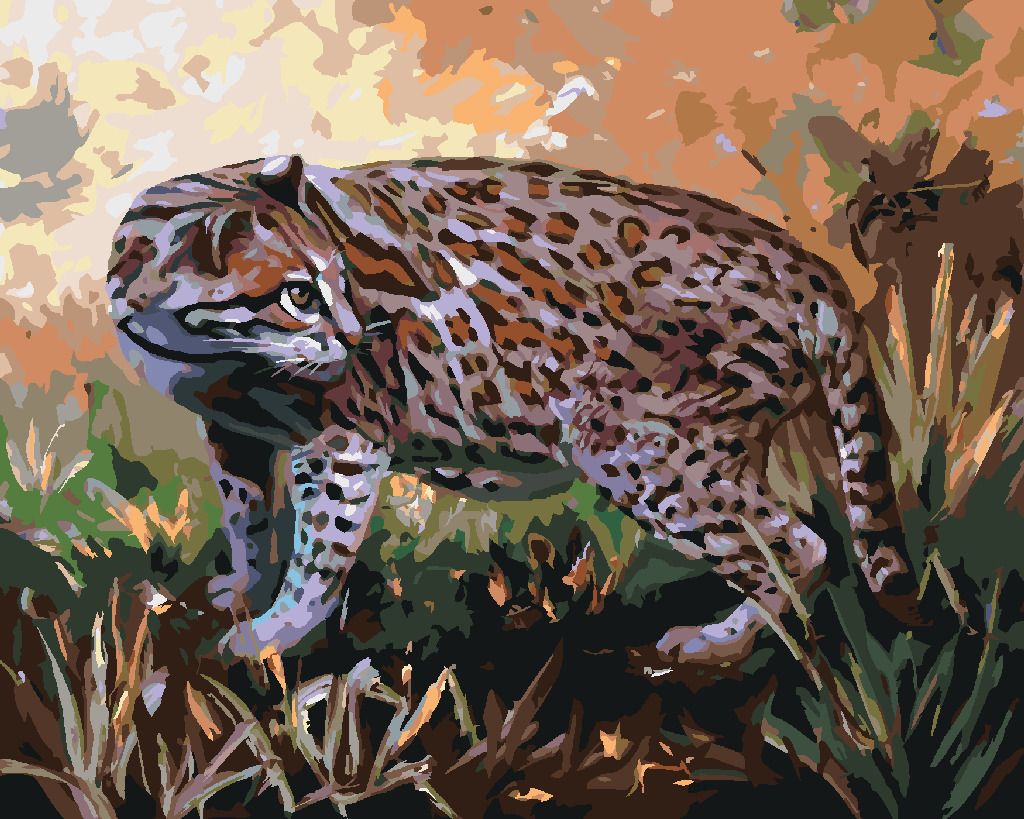 zuty Malování podle čísel - OCELOT V TRÁVĚ (D. RUSTY RUST) - Rozměr: 40x50 cm, Rámování: Varianta: vypnuté plátno na rám - obrázek 3