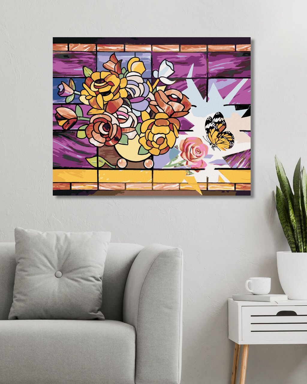 zuty Malování podle čísel - MOZAIKA KYTICE VE VÁZE A MOTÝL (D. RUSTY RUST) - Rozměr: 40x50 cm, Rámování: Varianta: vypnuté plátno na rám - obrázek 9