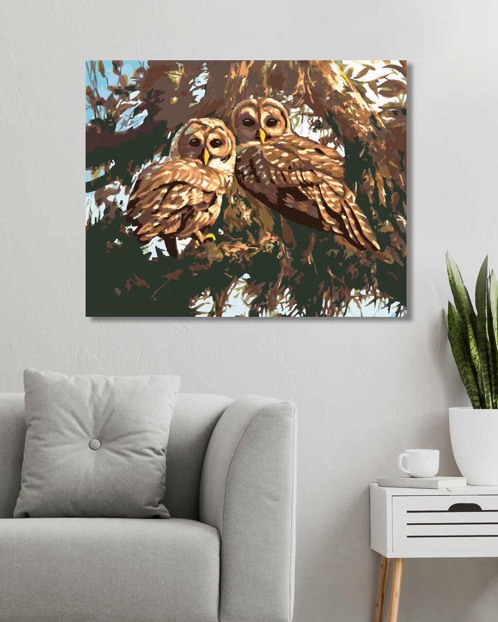 zuty Malování podle čísel - SOVY NA STROMĚ (D. RUSTY RUST) - Rozměr: 40x50 cm, Rámování: Varianta: vypnuté plátno na rám - obrázek 10