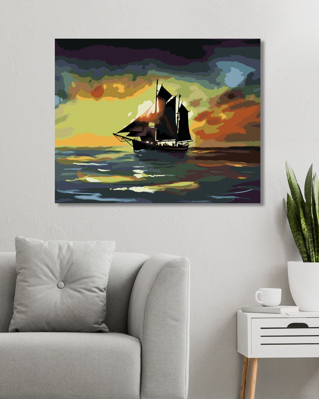 zuty Malování podle čísel - PLACHETNICE V ZÁPADU SLUNCE (D. RUSTY RUST) - Rozměr: 40x50 cm, Rámování: Varianta: bez rámu a bez vypnutí plátna - obrázek 3
