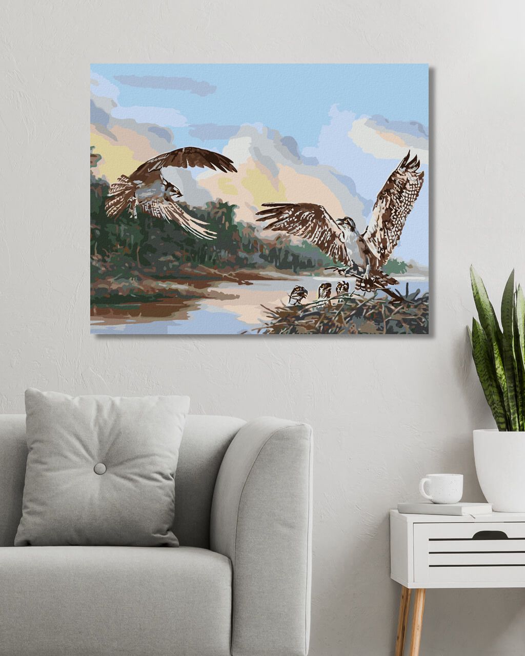 zuty Malování podle čísel - OREL A HNÍZDO S MLÁĎATY (D. RUSTY RUST) - Rozměr: 40x50 cm, Rámování: Varianta: bez rámu a bez vypnutí plátna - obrázek 5