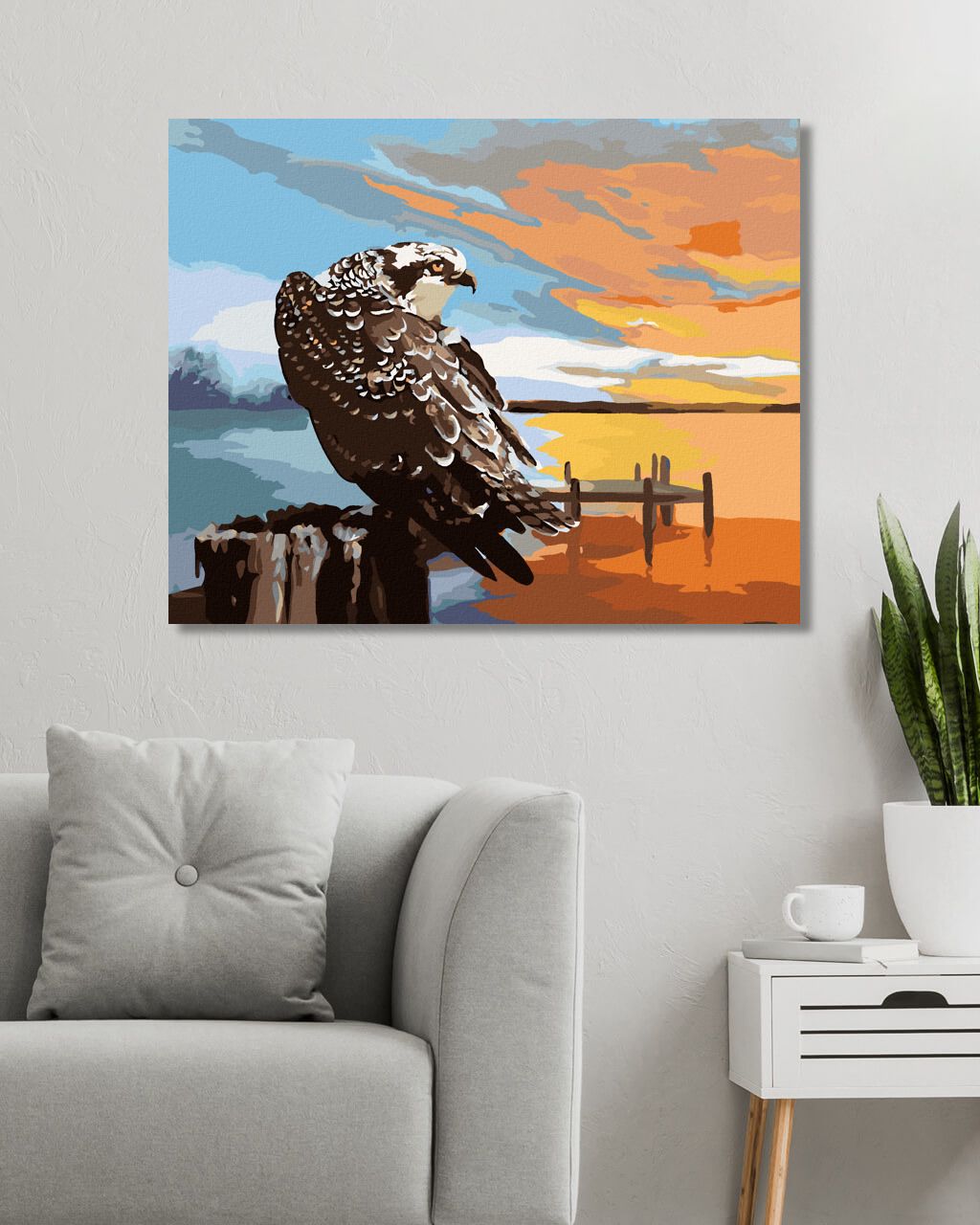 zuty Malování podle čísel - OREL, MOLO A ZÁPAD SLUNCE (D. RUSTY RUST) - Rozměr: 40x50 cm, Rámování: Varianta: vypnuté plátno na rám - obrázek 3