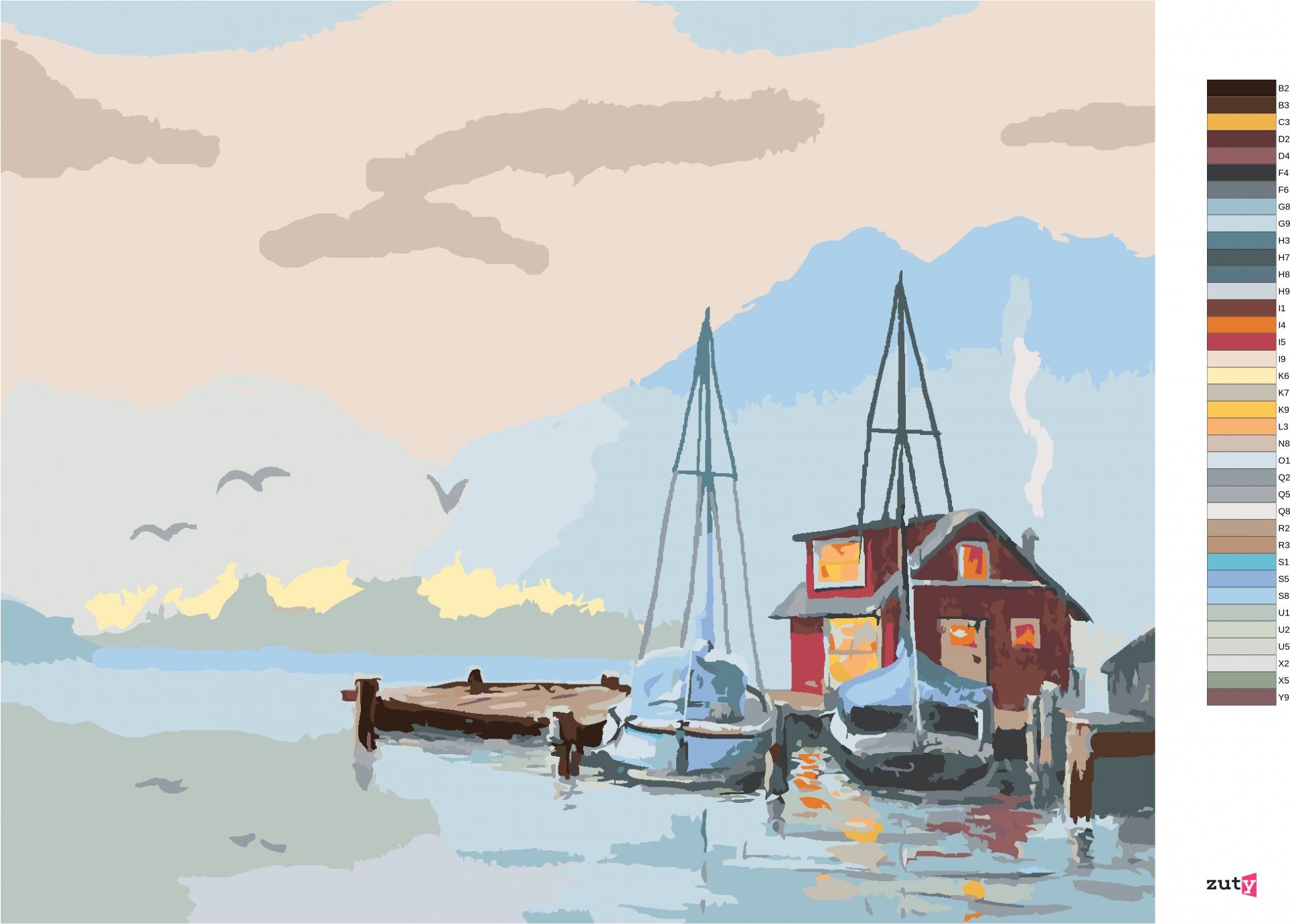 zuty Malování podle čísel - MOLO A PLACHETNICE (D. RUSTY RUST) - Rozměr: 40x50 cm, Rámování: Varianta: bez rámu a bez vypnutí plátna - obrázek 8