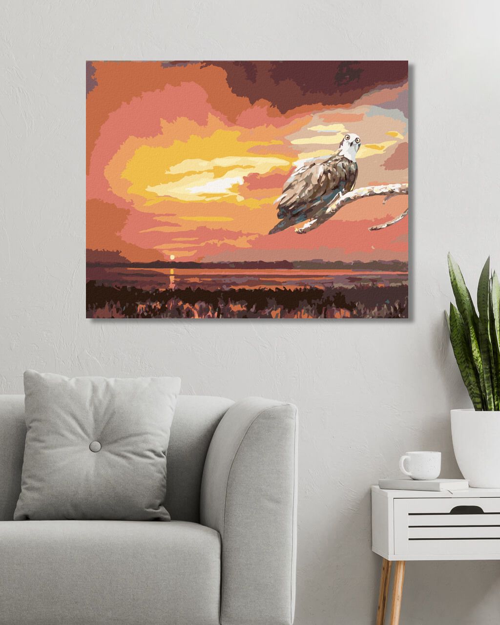 zuty Malování podle čísel - OREL NA VĚTVI A ZÁPAD SLUNCE (D. RUSTY RUST) - Rozměr: 40x50 cm, Rámování: Varianta: vypnuté plátno na rám - obrázek 9