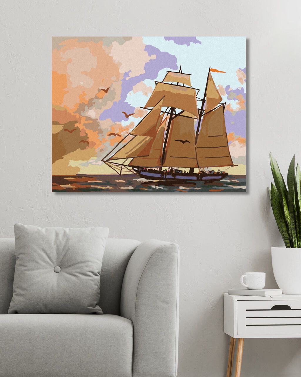 zuty Malování podle čísel - PLACHETNICE, PTÁCI A ČERVÁNKY (D. RUSTY RUST) - Rozměr: 40x50 cm, Rámování: Varianta: bez rámu a bez vypnutí plátna - obrázek 3