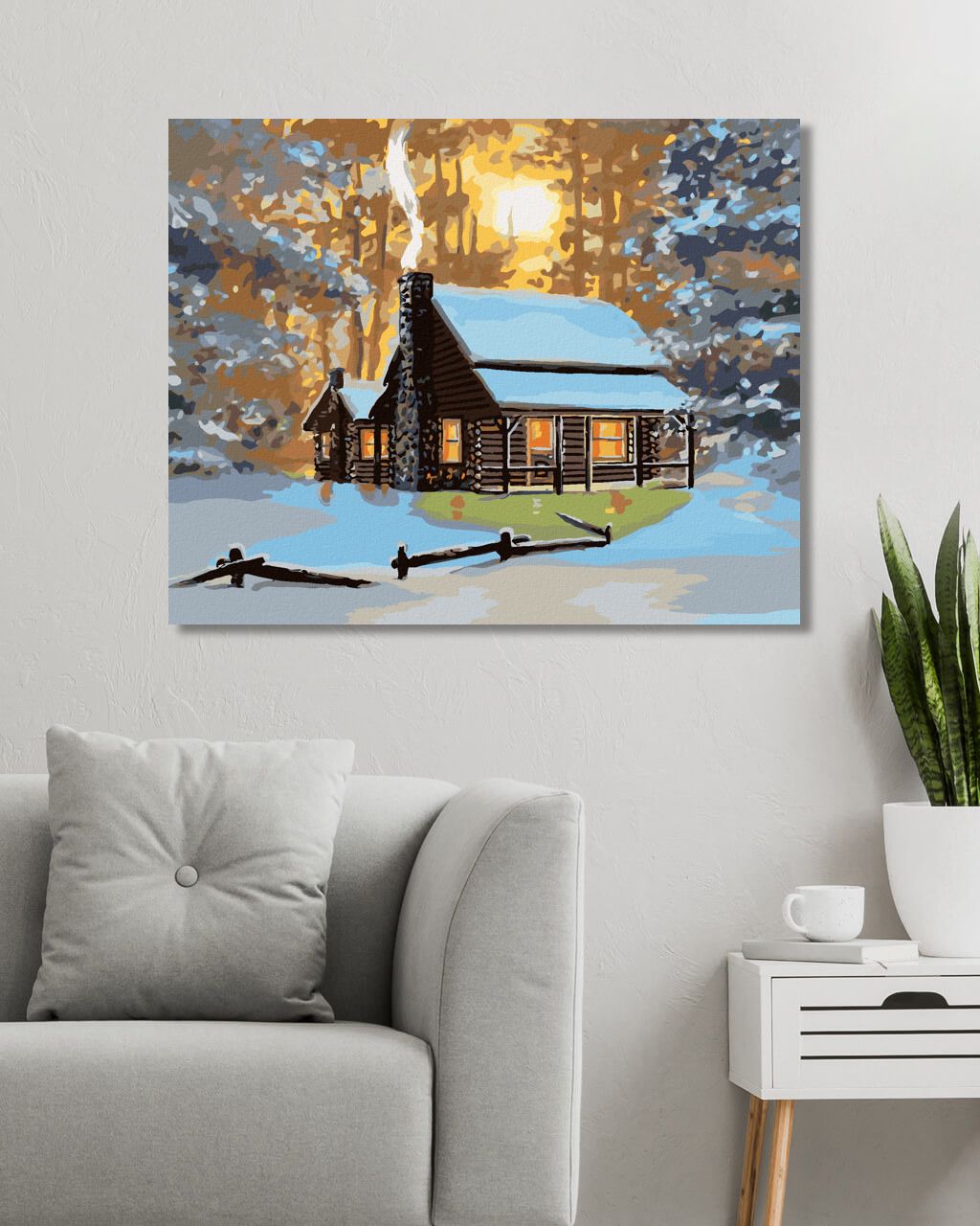 zuty Malování podle čísel - CHATA V ZIMĚ A ZÁPAD SLUNCE (D. RUSTY RUST) - Rozměr: 40x50 cm, Rámování: Varianta: bez rámu a bez vypnutí plátna - obrázek 6