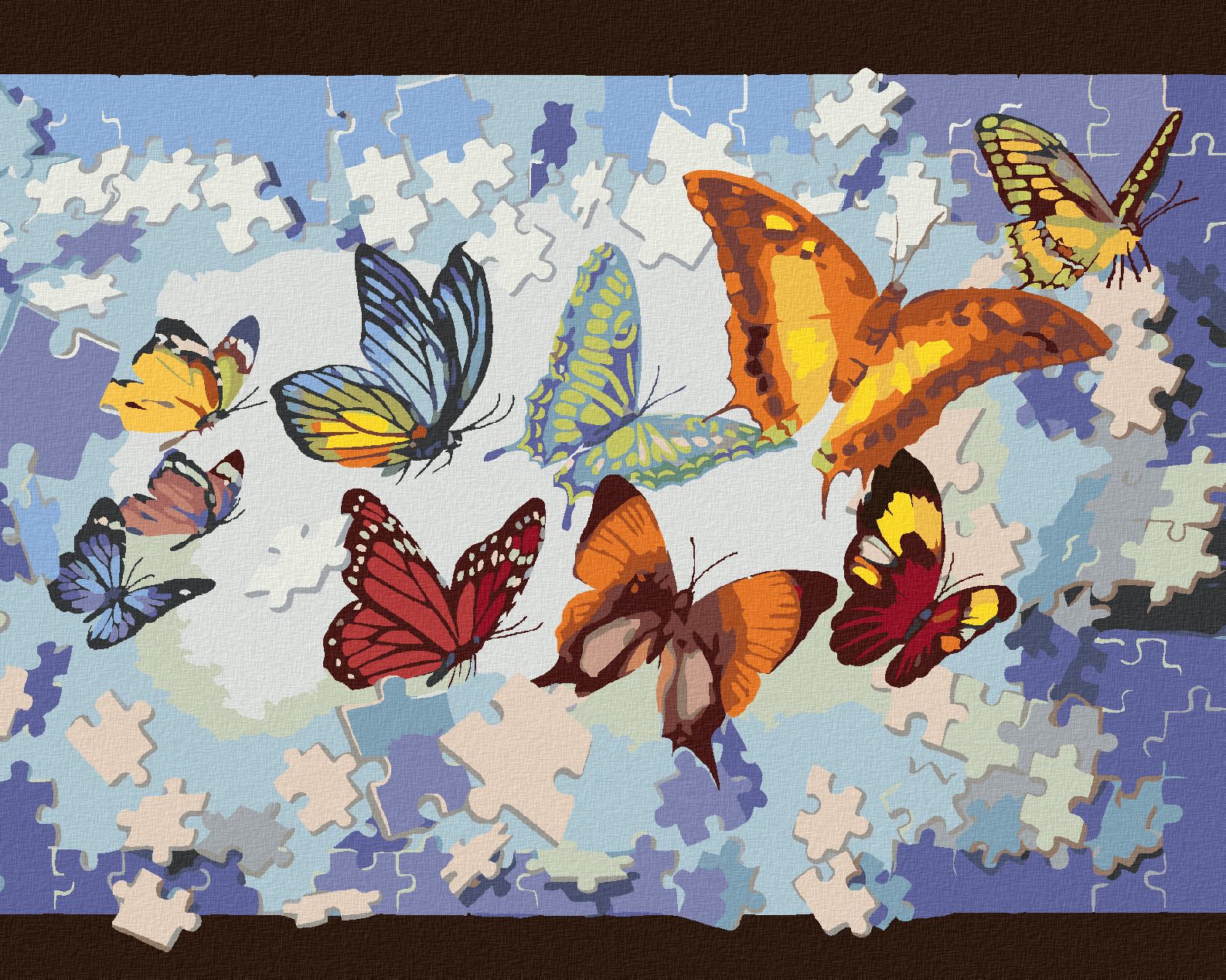 zuty Malování podle čísel - PUZZLE A MOTÝLI (D. RUSTY RUST) - Rozměr: 40x50 cm, Rámování: Varianta: bez rámu a bez vypnutí plátna - obrázek 1