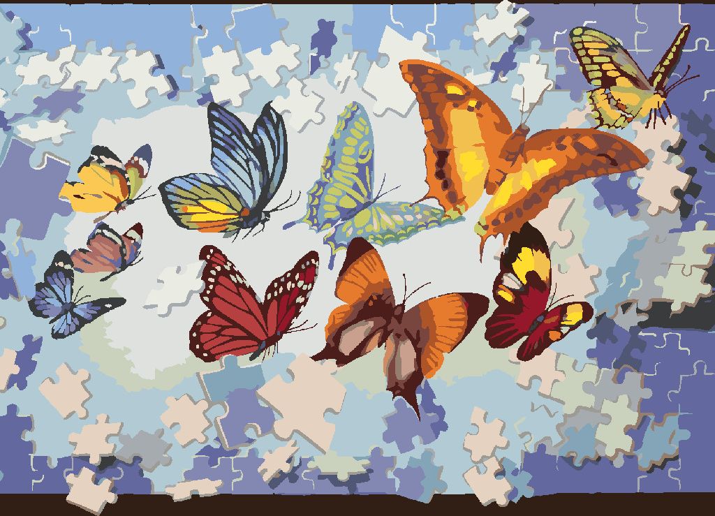 zuty Malování podle čísel - PUZZLE A MOTÝLI (D. RUSTY RUST) - Rozměr: 40x50 cm, Rámování: Varianta: bez rámu a bez vypnutí plátna - obrázek 10