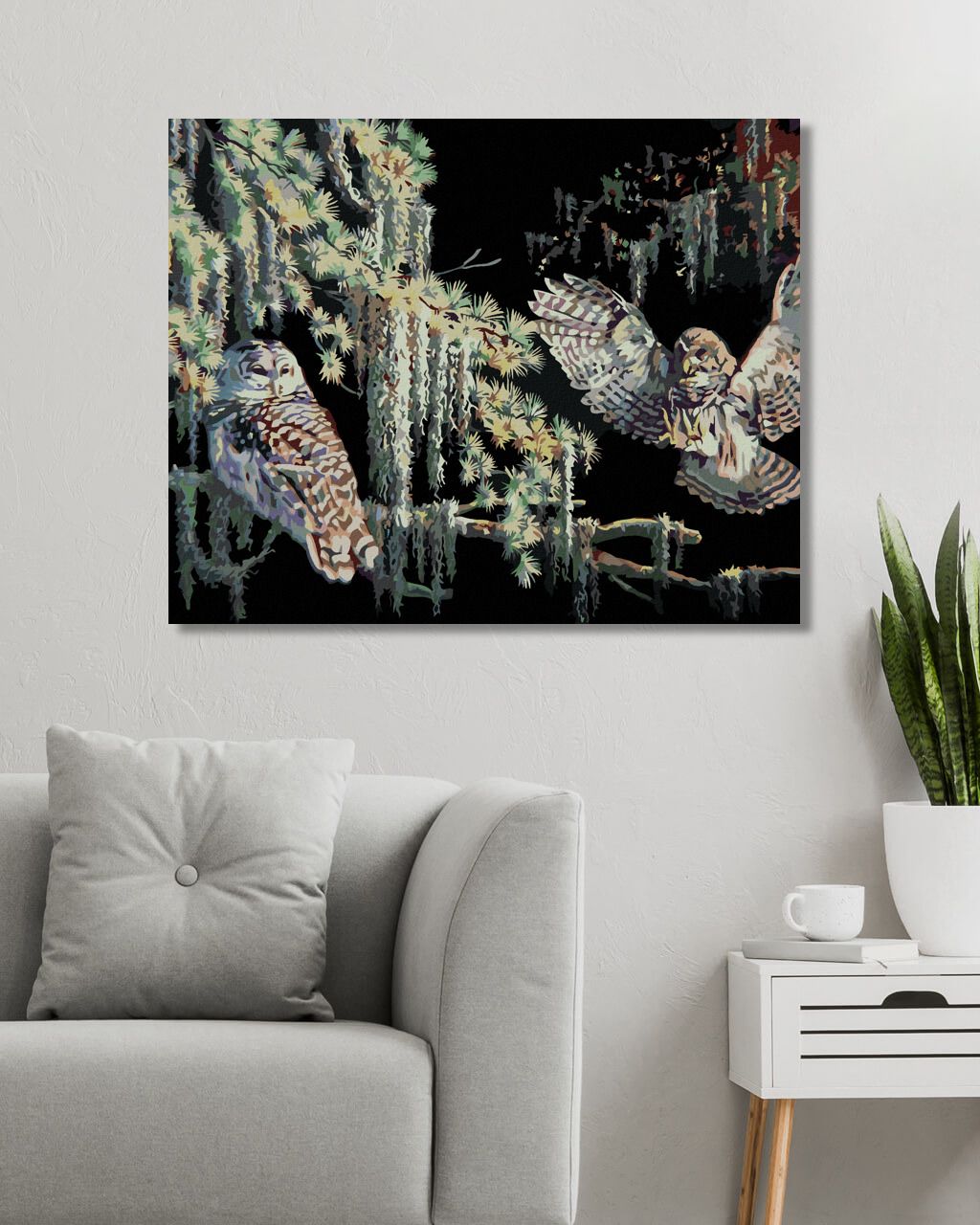 zuty Malování podle čísel - SOVY V NOCI (D. RUSTY RUST) - Rozměr: 40x50 cm, Rámování: Varianta: vypnuté plátno na rám - obrázek 5