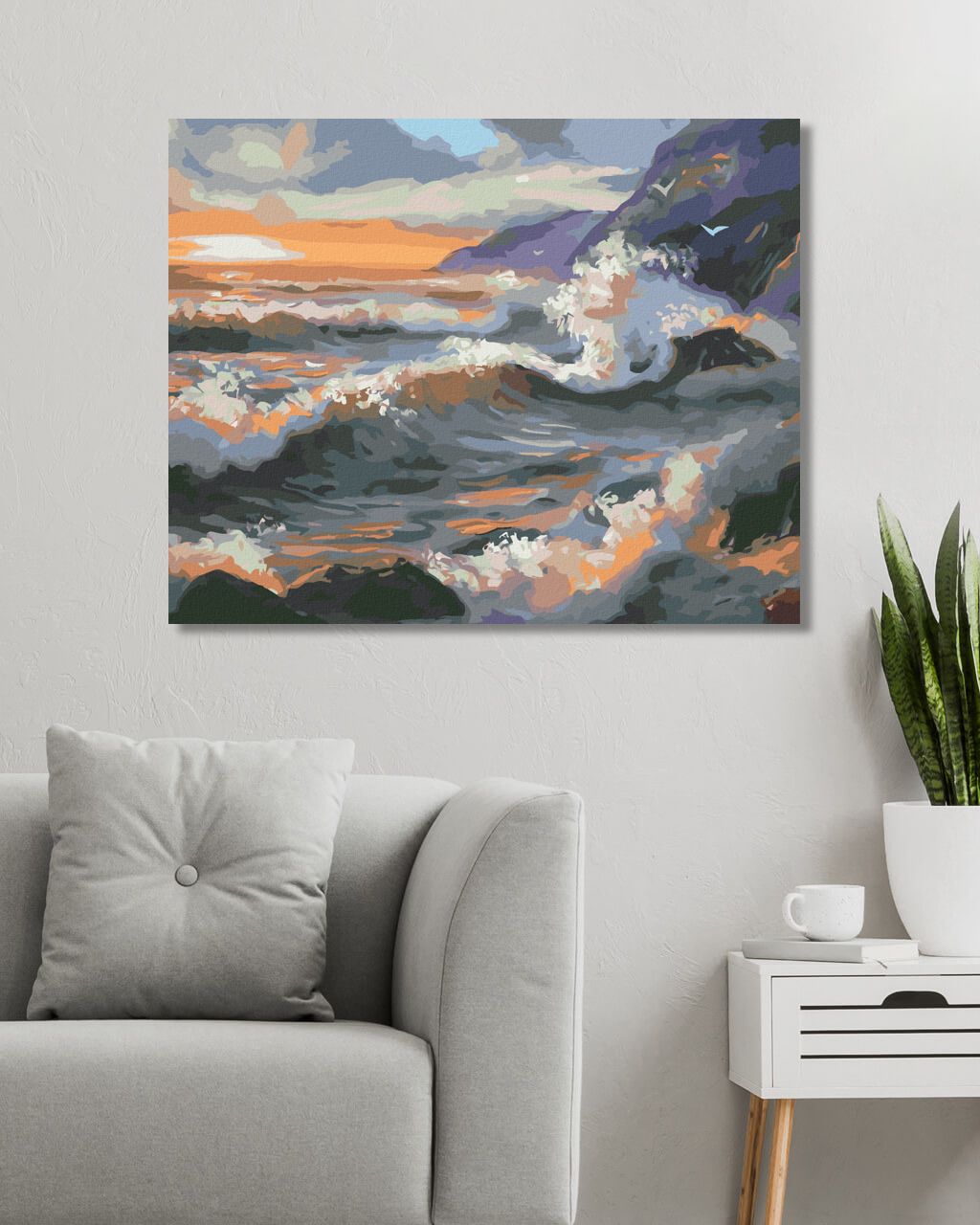 zuty Malování podle čísel - VLNY A ZÁPAD SLUNCE (D. RUSTY RUST) - Rozměr: 40x50 cm, Rámování: Varianta: vypnuté plátno na rám - obrázek 6