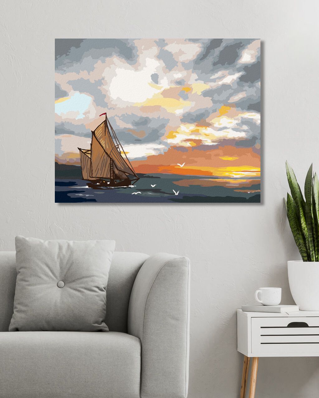 zuty Malování podle čísel - PLACHETNICE NA MOŘI A ZÁPAD SLUNCE (D. RUSTY RUST) - Rozměr: 40x50 cm, Rámování: Varianta: vypnuté plátno na rám - obrázek 6