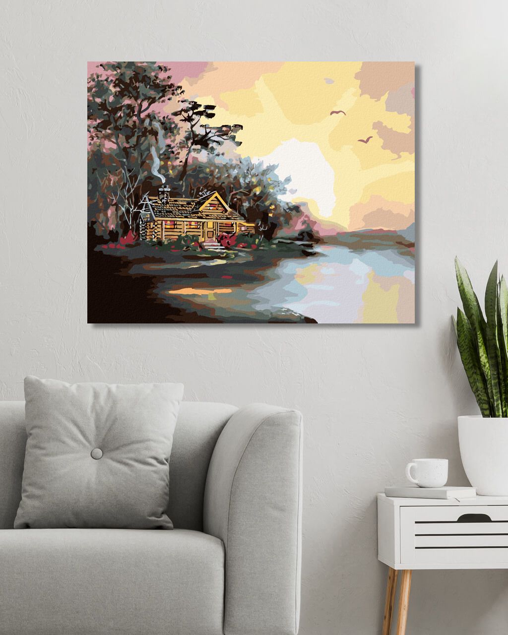 zuty Malování podle čísel - CHATA U JEZERA A ČERVÁNKY (D. RUSTY RUST) - Rozměr: 40x50 cm, Rámování: Varianta: bez rámu a bez vypnutí plátna - obrázek 4