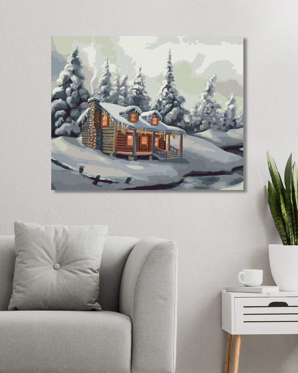 zuty Malování podle čísel - ZASNĚŽENÉ STROMY, ŘEKA A CHATA V ZIMĚ (D. RUSTY RUST) - Rozměr: 40x50 cm, Rámování: Varianta: vypnuté plátno na rám - obrázek 8