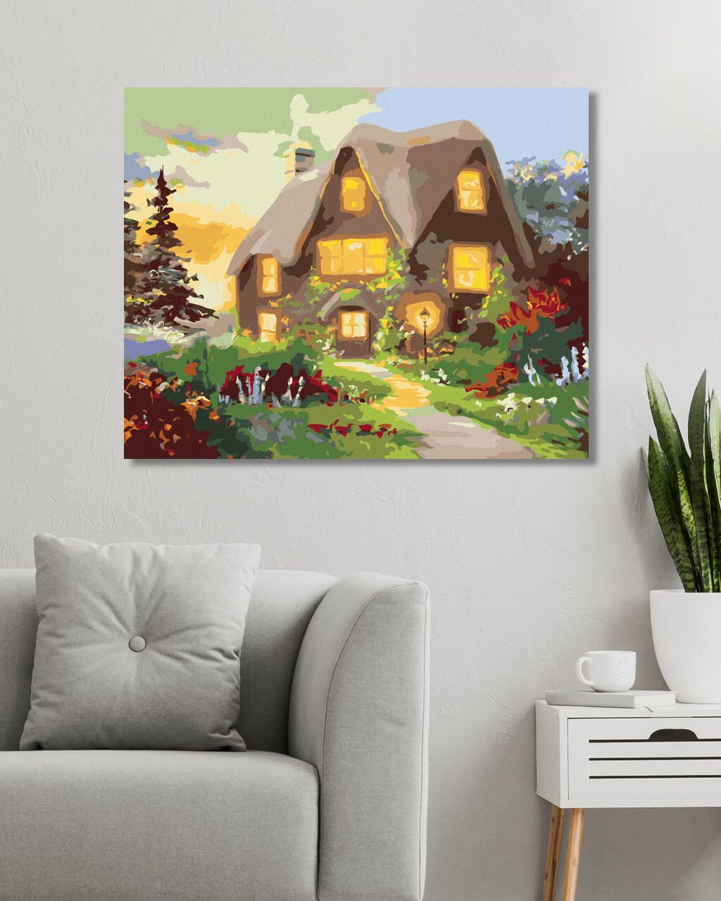zuty Malování podle čísel - DŮM A CESTA LEMOVANÁ KVĚTINAMI (D. RUSTY RUST) - Rozměr: 40x50 cm, Rámování: Varianta: bez rámu a bez vypnutí plátna - obrázek 3
