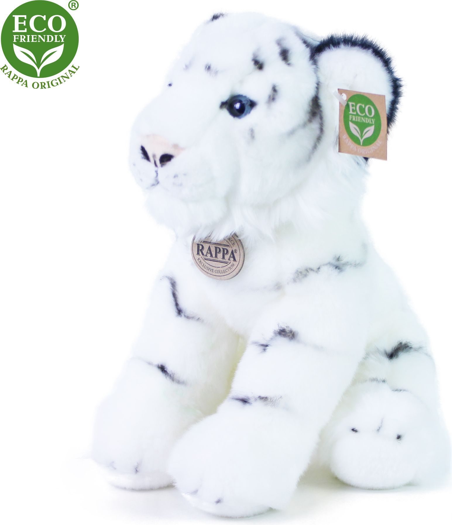 RAPPA Plyšový tygr bílý sedící 30 cm ECO-FRIENDLY - obrázek 2