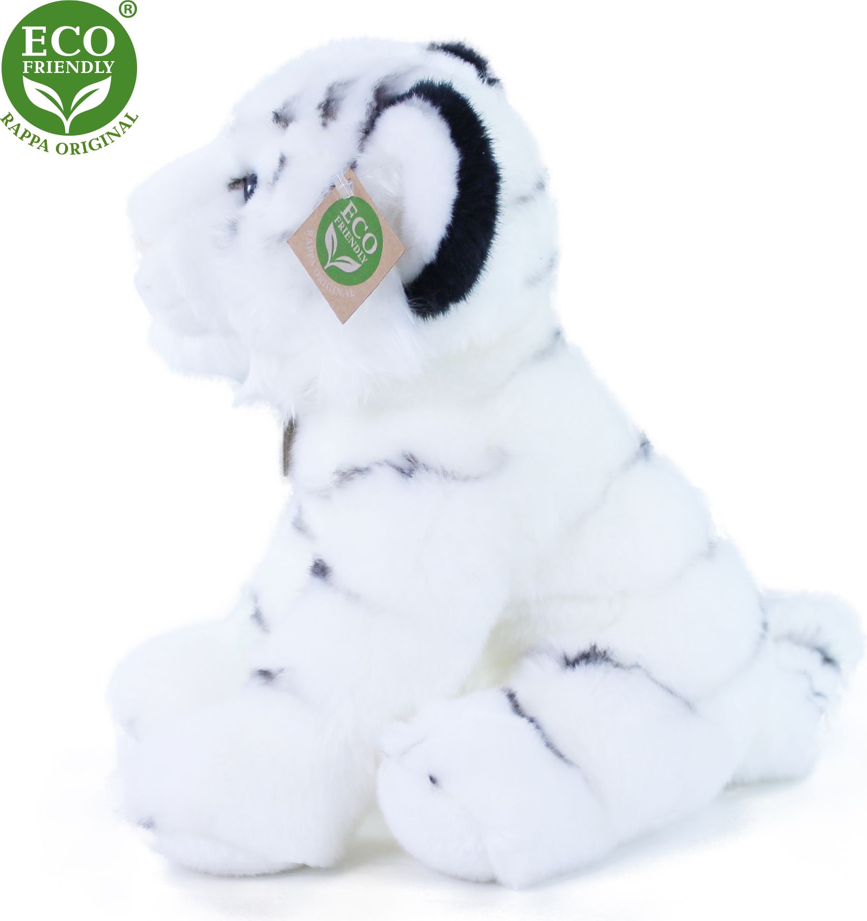 RAPPA Plyšový tygr bílý sedící 30 cm ECO-FRIENDLY - obrázek 3