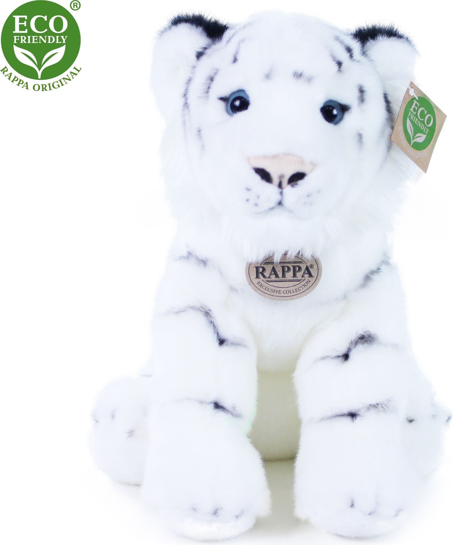 RAPPA Plyšový tygr bílý sedící 30 cm ECO-FRIENDLY - obrázek 4