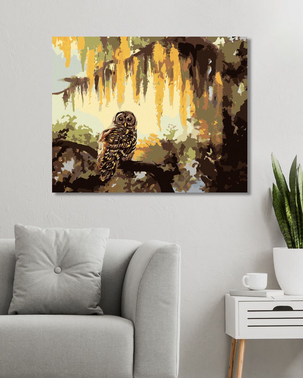 zuty Malování podle čísel - SOVA A STROMY (D. RUSTY RUST) - Rozměr: 40x50 cm, Rámování: Varianta: bez rámu a bez vypnutí plátna - obrázek 9