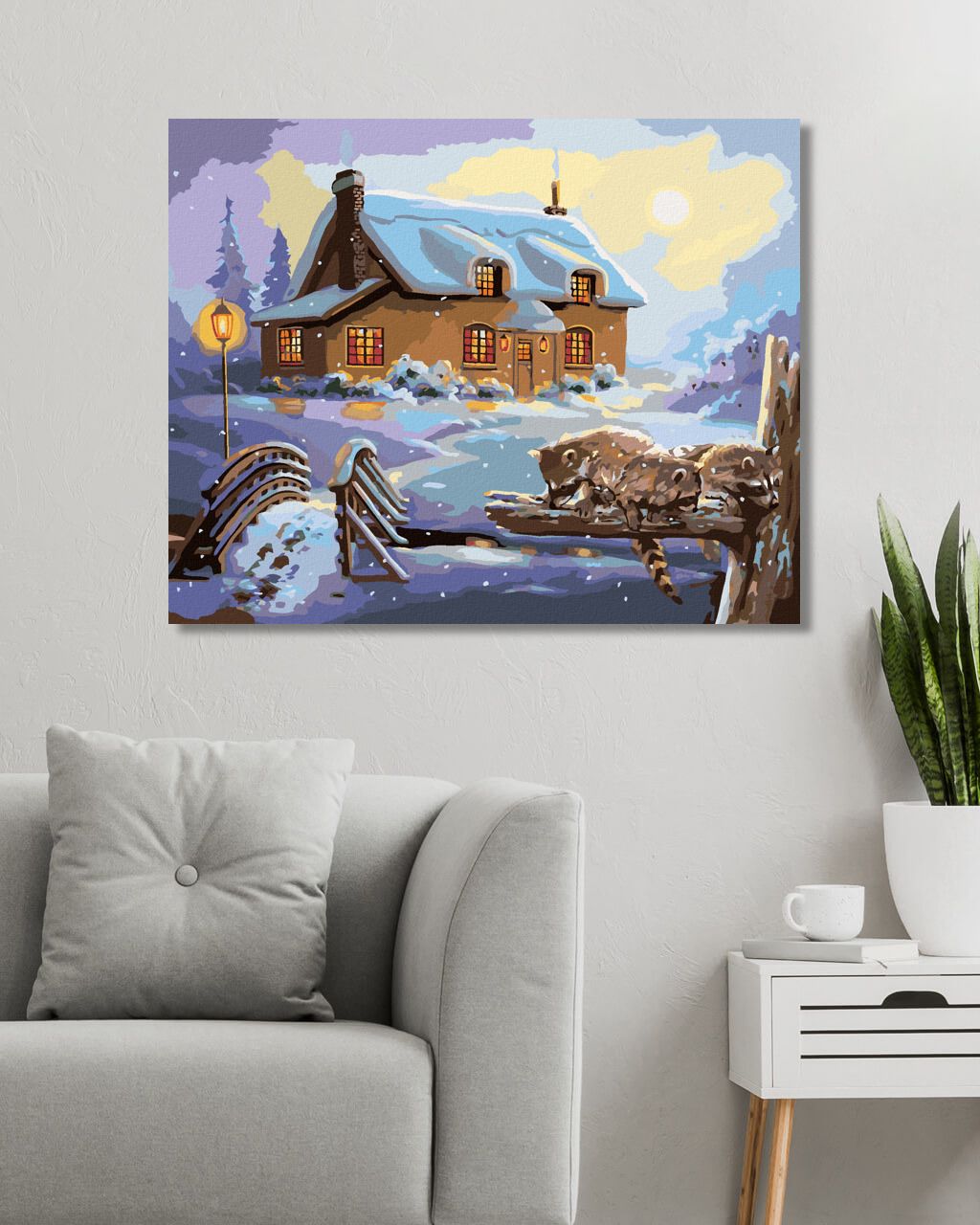 zuty Malování podle čísel - MÝVAL A DŮM V ZIMĚ (D. RUSTY RUST) - Rozměr: 40x50 cm, Rámování: Varianta: vypnuté plátno na rám - obrázek 7