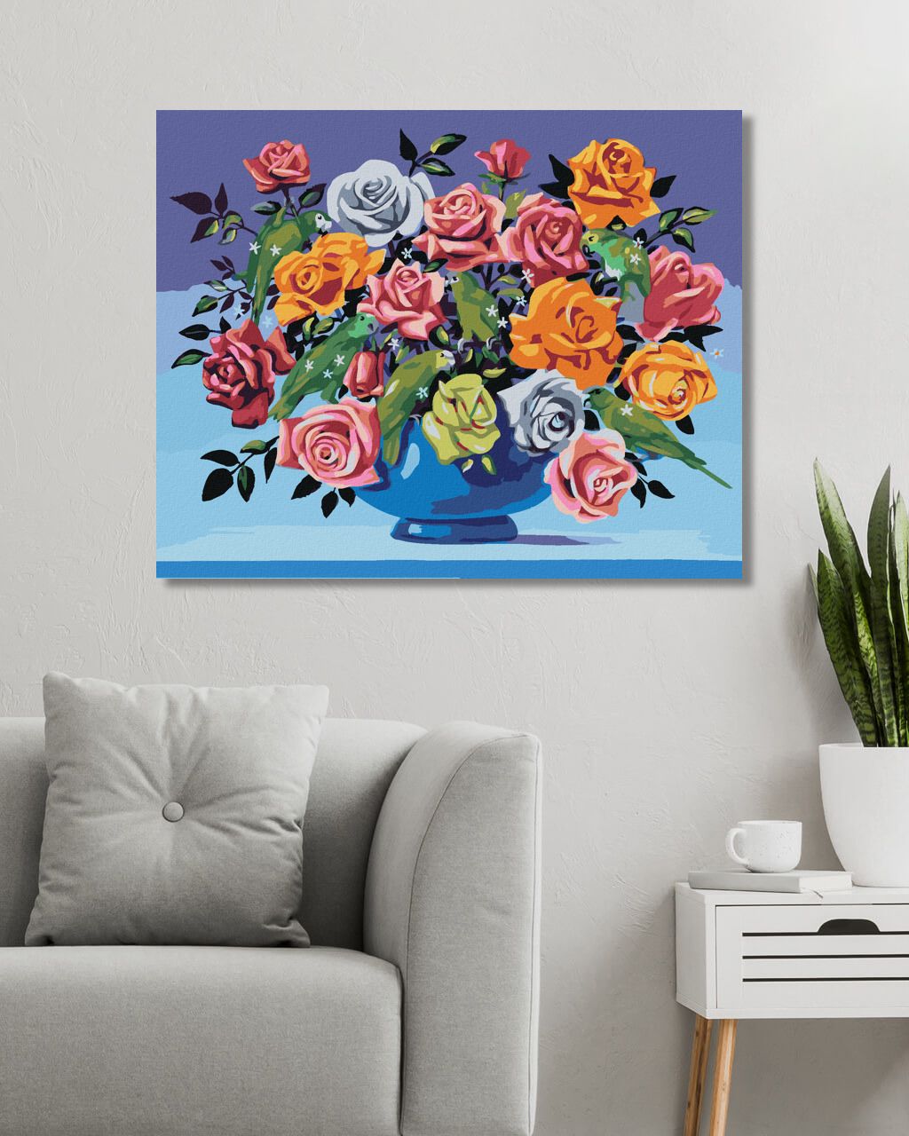 zuty Malování podle čísel - RŮŽE VE VÁZE A PAPOUŠCI (D. RUSTY RUST) - Rozměr: 40x50 cm, Rámování: Varianta: bez rámu a bez vypnutí plátna - obrázek 9