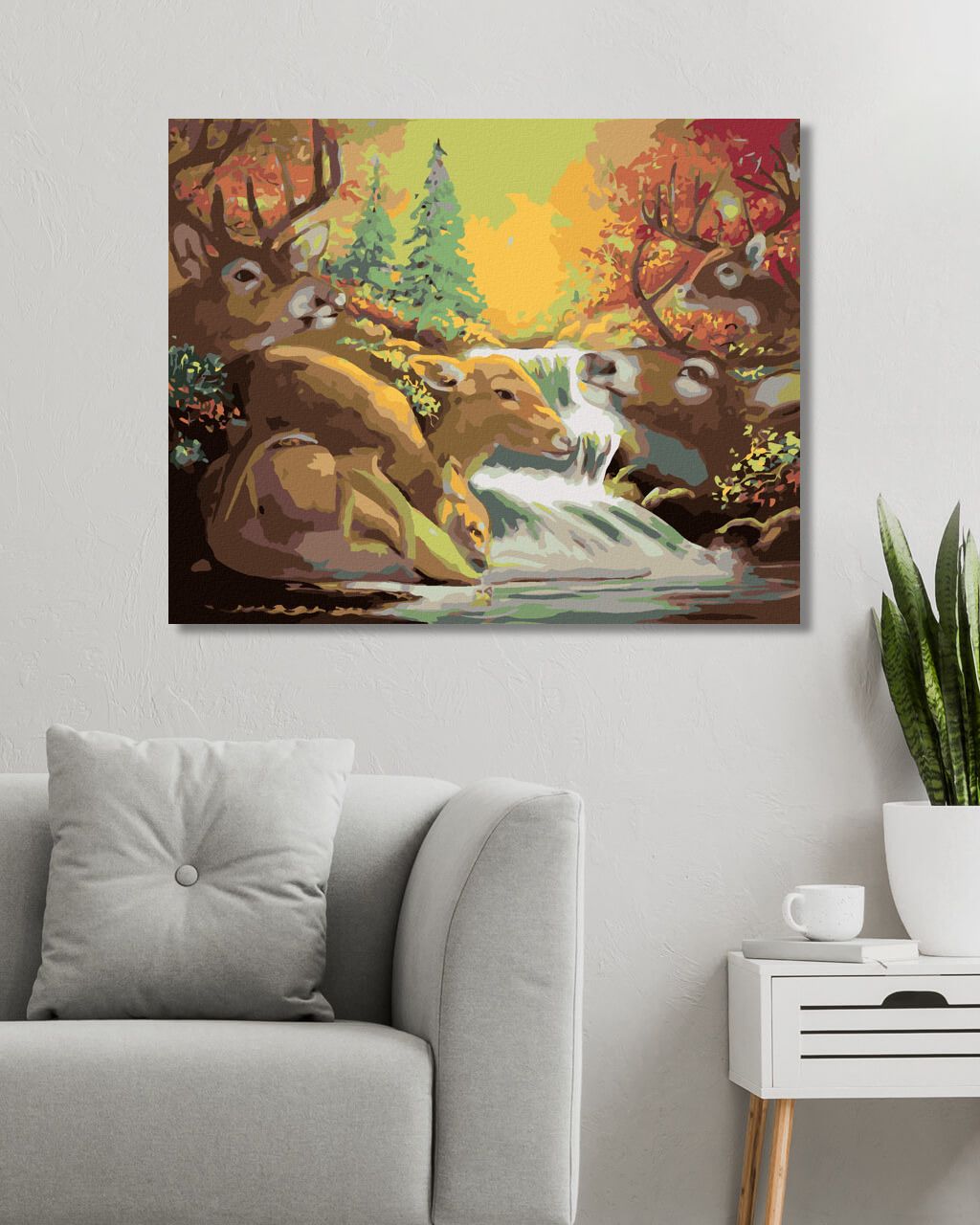 zuty Malování podle čísel - JELEN A VODOPÁD (D. RUSTY RUST) - Rozměr: 40x50 cm, Rámování: Varianta: bez rámu a bez vypnutí plátna - obrázek 6