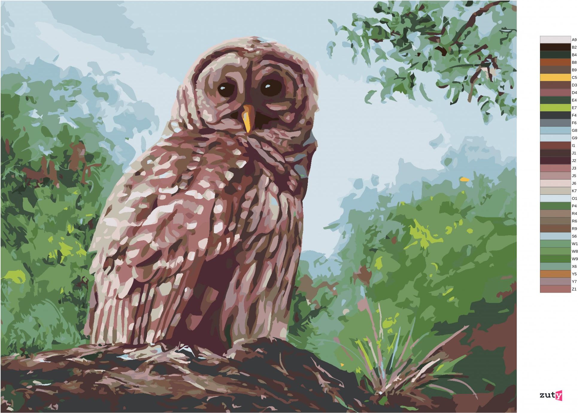 zuty Malování podle čísel - SOVA A LES (D. RUSTY RUST) - Rozměr: 40x50 cm, Rámování: Varianta: vypnuté plátno na rám - obrázek 9