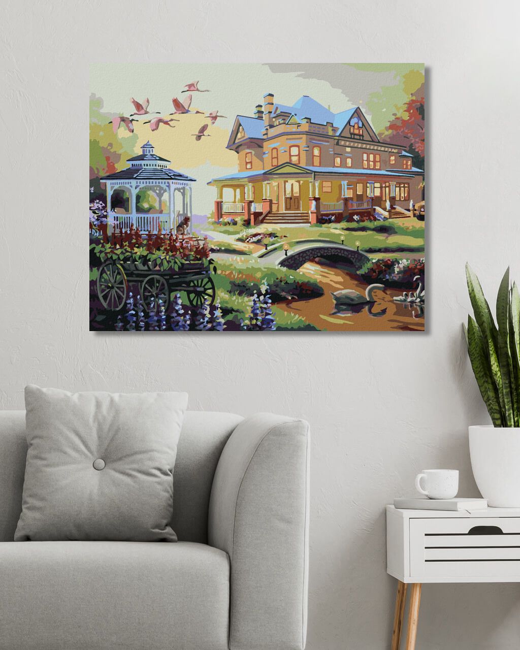 zuty Malování podle čísel - DŮM S ALTÁNEM A ZÁPAD SLUNCE (D. RUSTY RUST) - Rozměr: 40x50 cm, Rámování: Varianta: vypnuté plátno na rám - obrázek 10