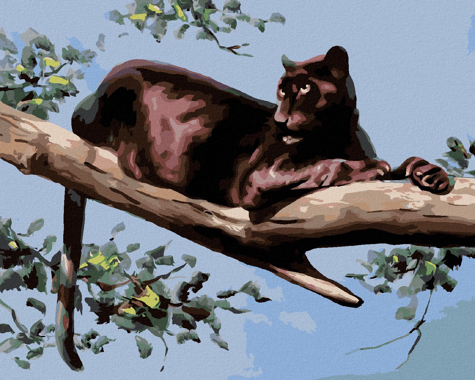 zuty Malování podle čísel - PANTER LEŽÍCÍ NA VĚTVI (D. RUSTY RUST) - Rozměr: 40x50 cm, Rámování: Varianta: vypnuté plátno na rám - obrázek 1
