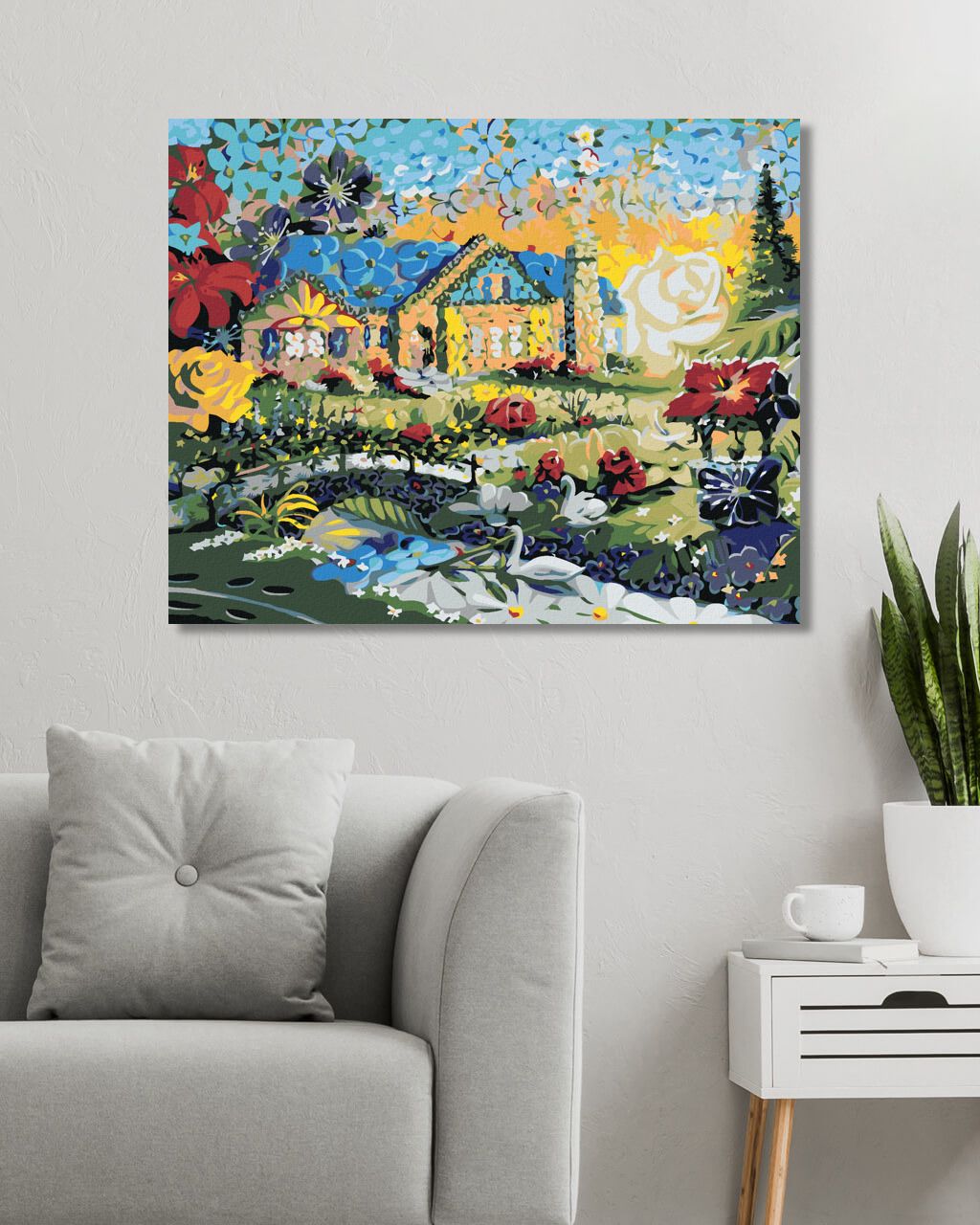 zuty Malování podle čísel - MOZAIKA DŮM A ZÁPAD SLUNCE (D. RUSTY RUST) - Rozměr: 40x50 cm, Rámování: Varianta: vypnuté plátno na rám - obrázek 7