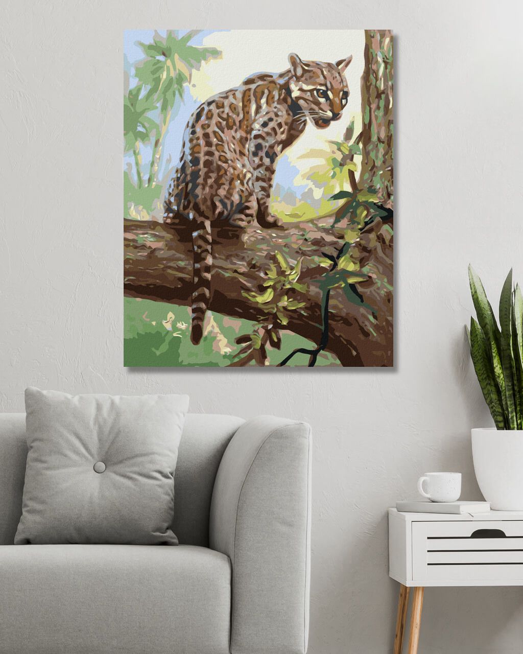 zuty Malování podle čísel - OCELOT MLÁDĚ NA STROMĚ (D. RUSTY RUST) - Rozměr: 40x50 cm, Rámování: Varianta: vypnuté plátno na rám - obrázek 5