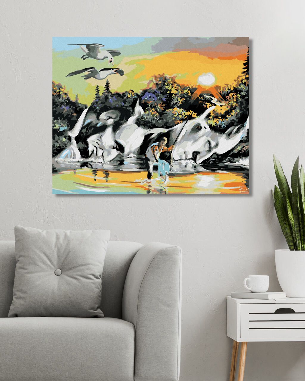 zuty Malování podle čísel - RYBAŘÍCÍ MUŽ, SILUETY POLITIKŮ A ZÁPAD SLUNCE (D. RUSTY RUST) - Rozměr: 40x50 cm, Rámování: Varianta: bez rámu a bez vypnutí plátna - obrázek 8