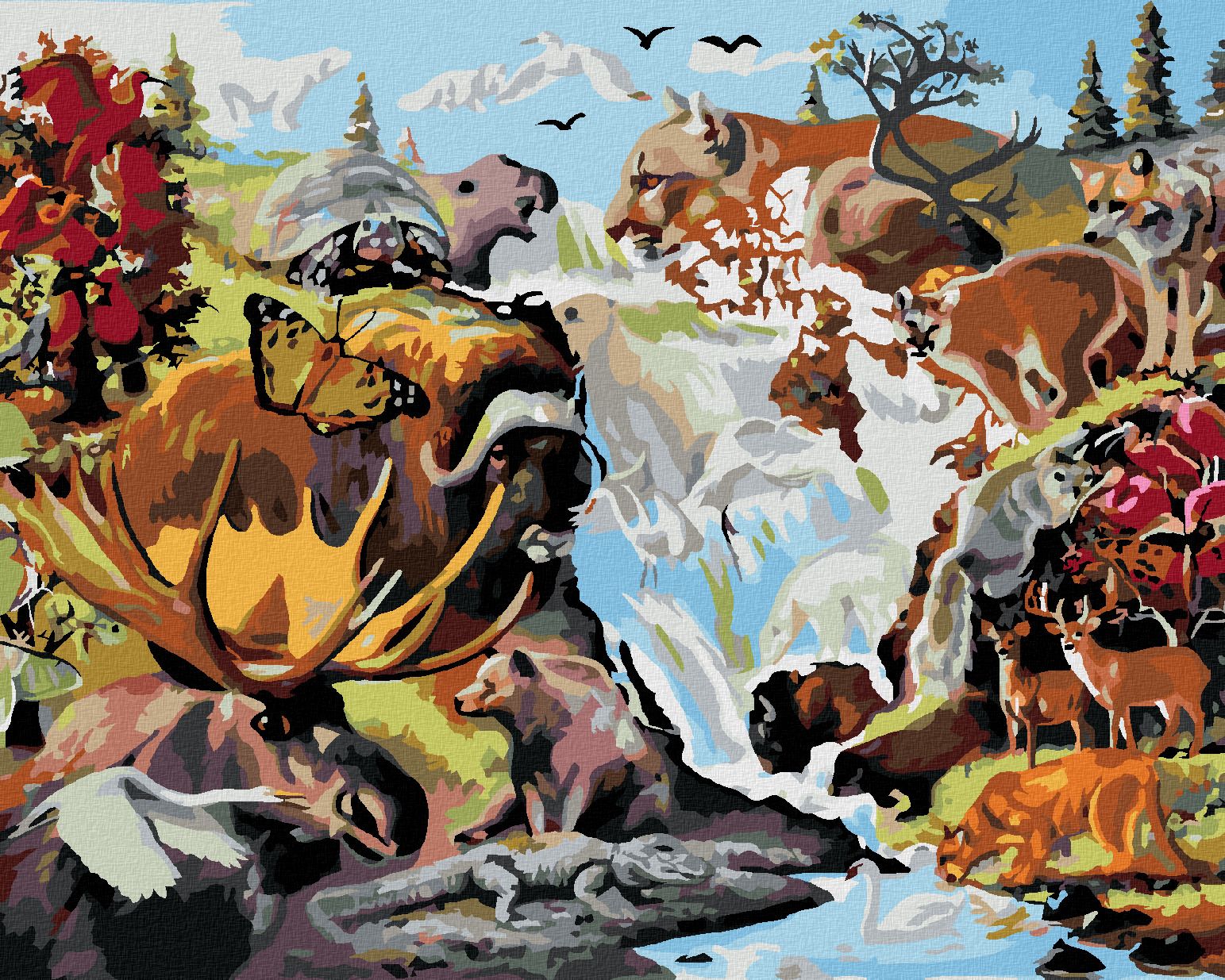 zuty Malování podle čísel - ZVÍŘATA SCHOVANÉ V OBRAZE (D. RUSTY RUST) - Rozměr: 40x50 cm, Rámování: Varianta: bez rámu a bez vypnutí plátna - obrázek 1