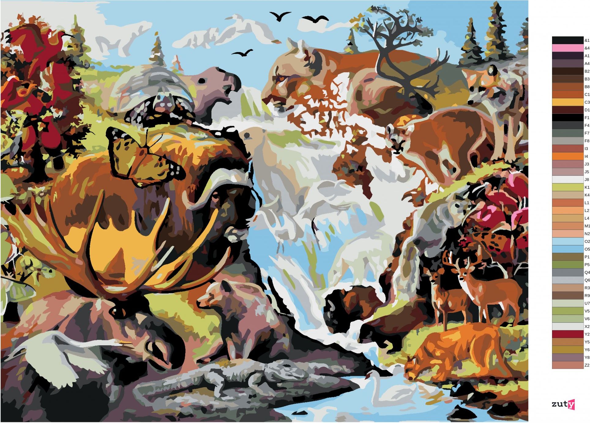 zuty Malování podle čísel - ZVÍŘATA SCHOVANÉ V OBRAZE (D. RUSTY RUST) - Rozměr: 40x50 cm, Rámování: Varianta: bez rámu a bez vypnutí plátna - obrázek 4